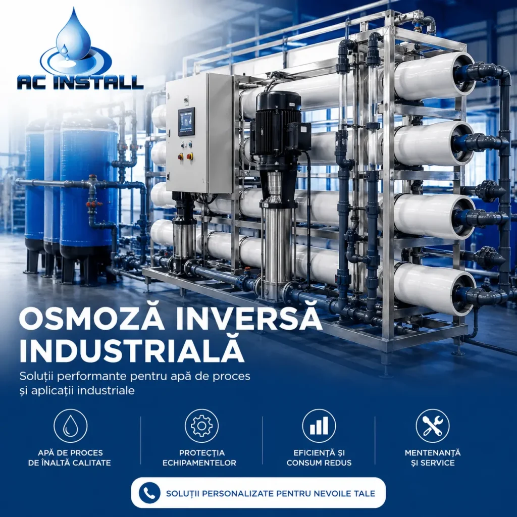 Statie de osmoza inversa industriala pentru tratarea apei si obtinerea apei de proces in aplicatii industriale
