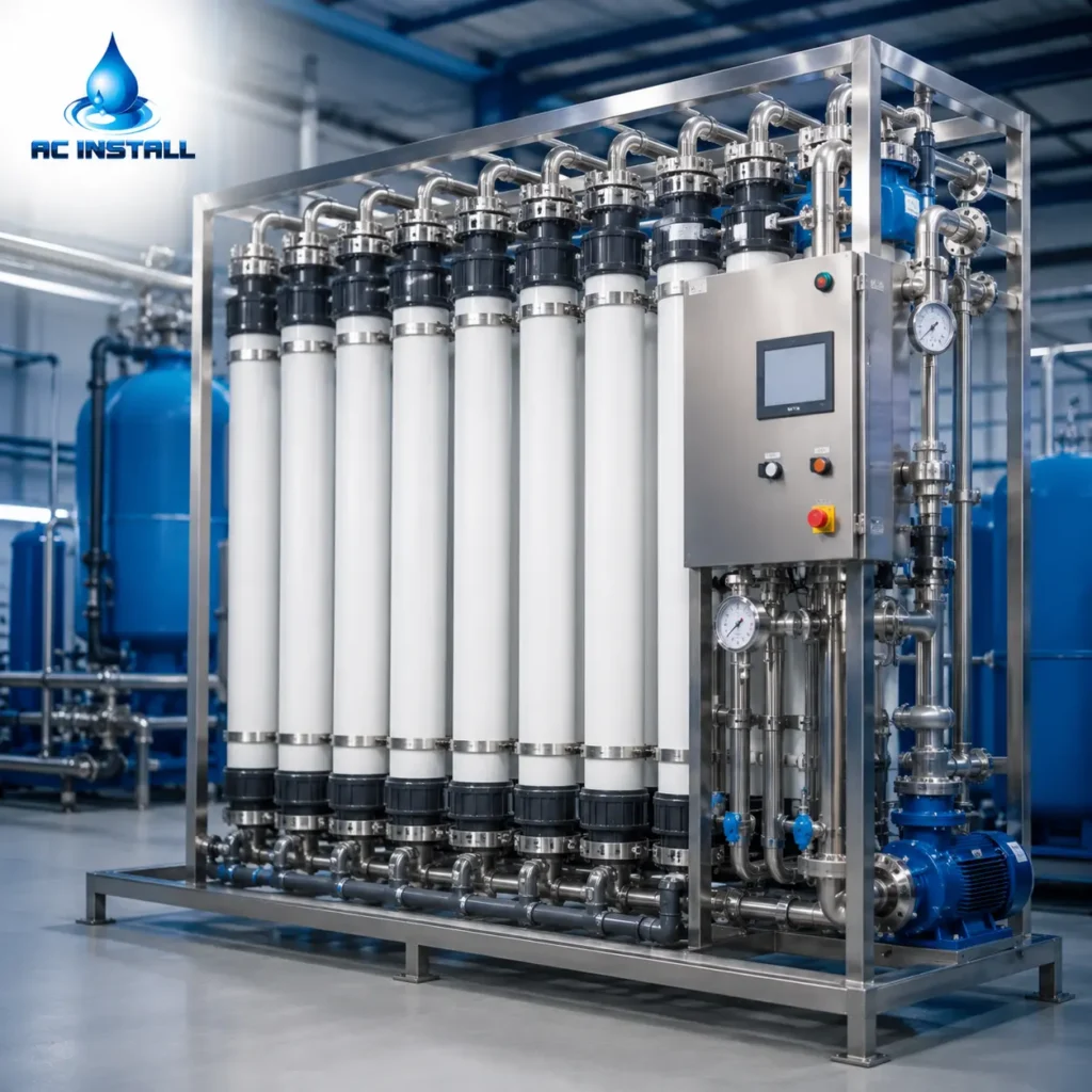 sistem de ultrafiltrare apa industriala pentru filtrare fina, reducerea turbiditatii si protectia instalatiilor de tratare a apei